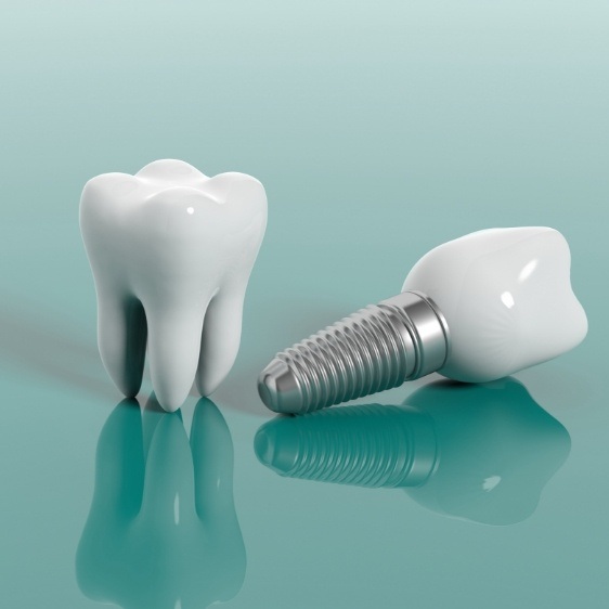 Animated tooth and dental implant supported tooth